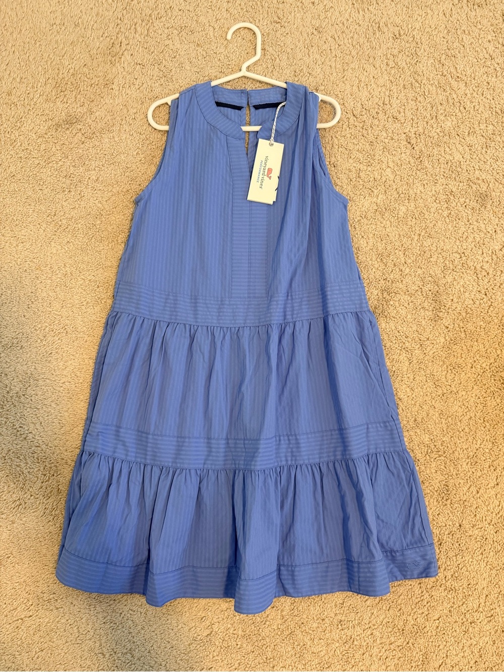 Vineyard Vines Girls' Sleeveless Tiered Dress in Periwinkle